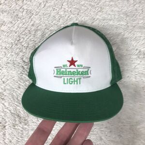 Vintage Heineken Beer Trucker Hat Snapback Mesh Green White